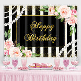 Rosa Blumen Und Schwarz Mit Weiss Geburtstag Hintergrund